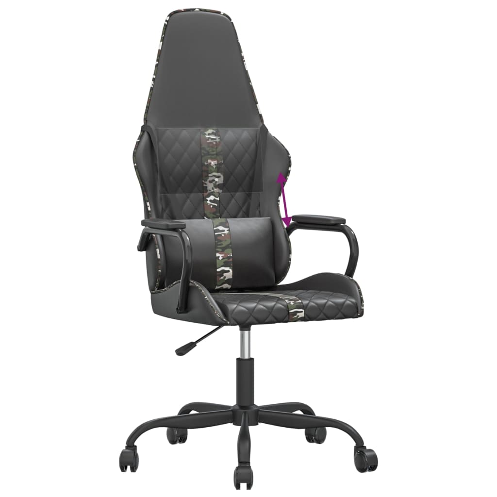 vidaXL Gaming Chair in Black and Camouflage Faux Leather