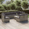 vidaXL 10 pcs garden lounge set with gray PE wicker cushions