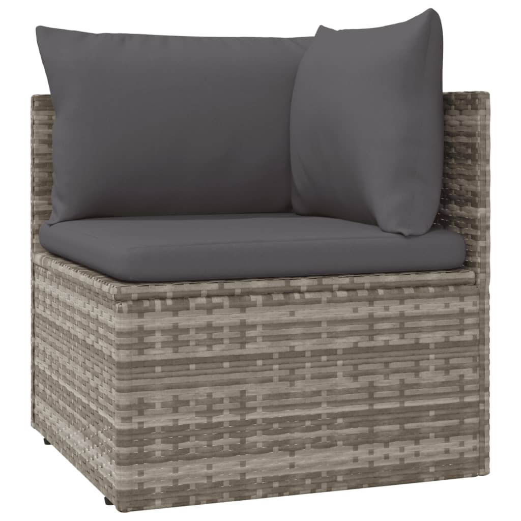 vidaXL 10 pcs garden lounge set with gray PE wicker cushions