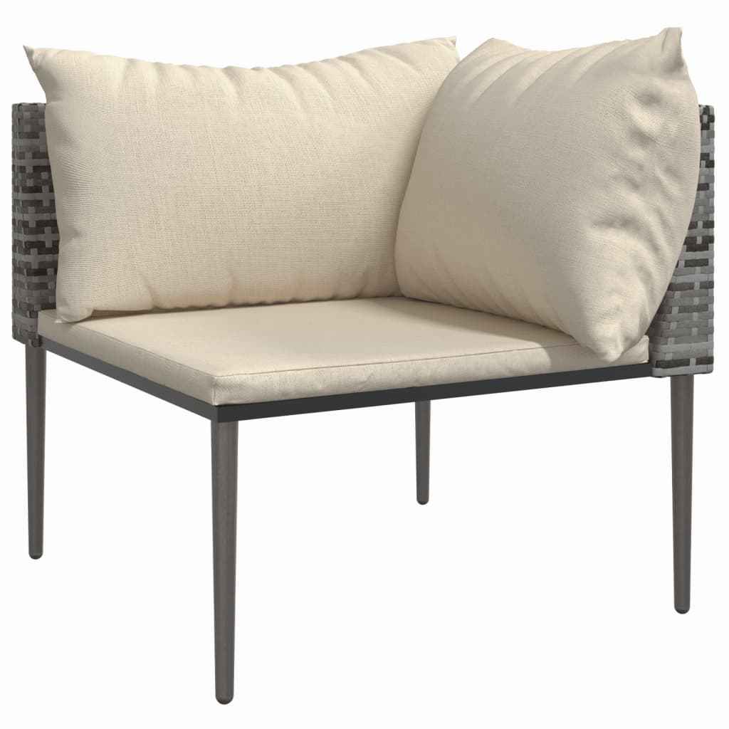 vidaXL 5 pcs conjunto lounge de jardim c/ almofadões vime PE cinzento