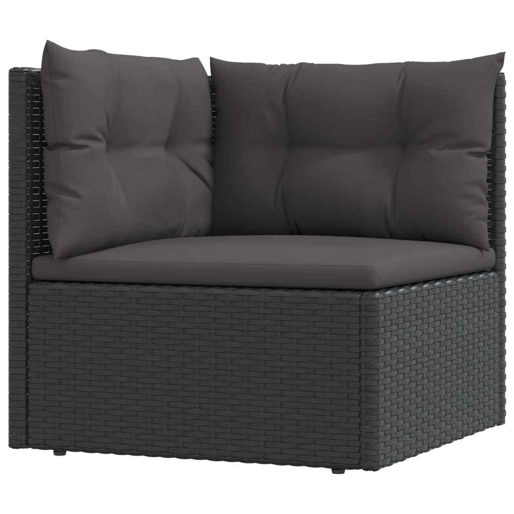 vidaXL 6 pcs conjunto lounge de jardim c/ almofadões vime PE preto