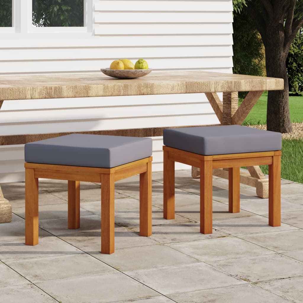 vidaXL Bancos de jardim c/ almofadões 2 pcs 40x40x42 acácia maciça