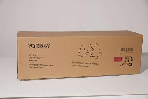 Yorbay Árvore de Natal artificial, com luzes LED e flocos de neve, decoração natalícia, suporte em metal (150 cm)