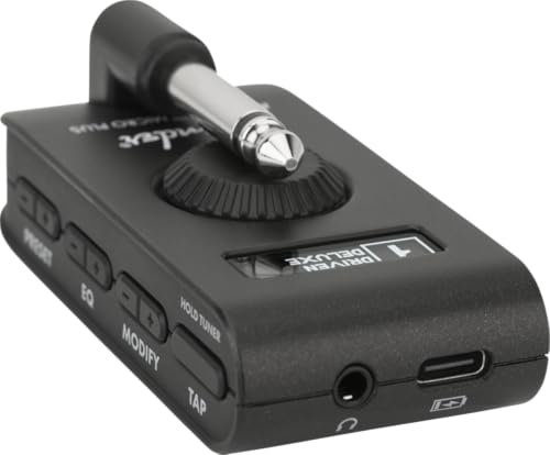 Fender Mustang Micro Plus amplificador de guitarra, amplificador de auriculares pessoal com 25 modelos de amplificador, 25 efeitos, Bluetooth e 100 presets, recarregável por USB