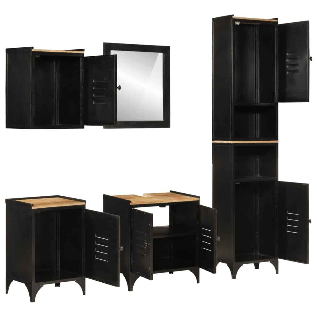 vidaXL 5-piece bathroom furniture set with iron and solid hose.