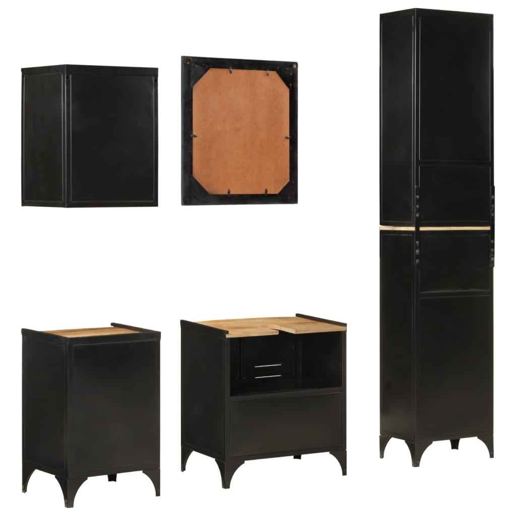 Conjunto de muebles de baño vidaXL de 5 piezas con hierro y manguera sólida.