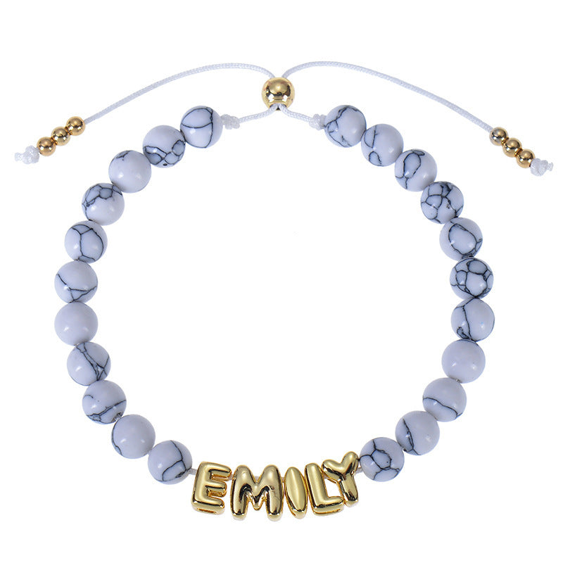 Pulseira Personalizada com Letras em Pedra Natural