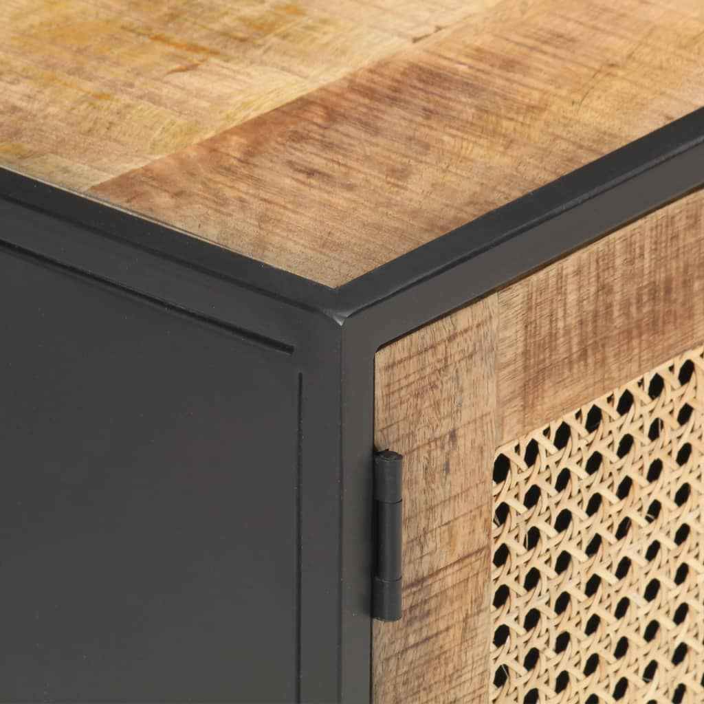 vidaXL Móvel de TV 120x30x40cm mangueira áspera maciça e palha natural