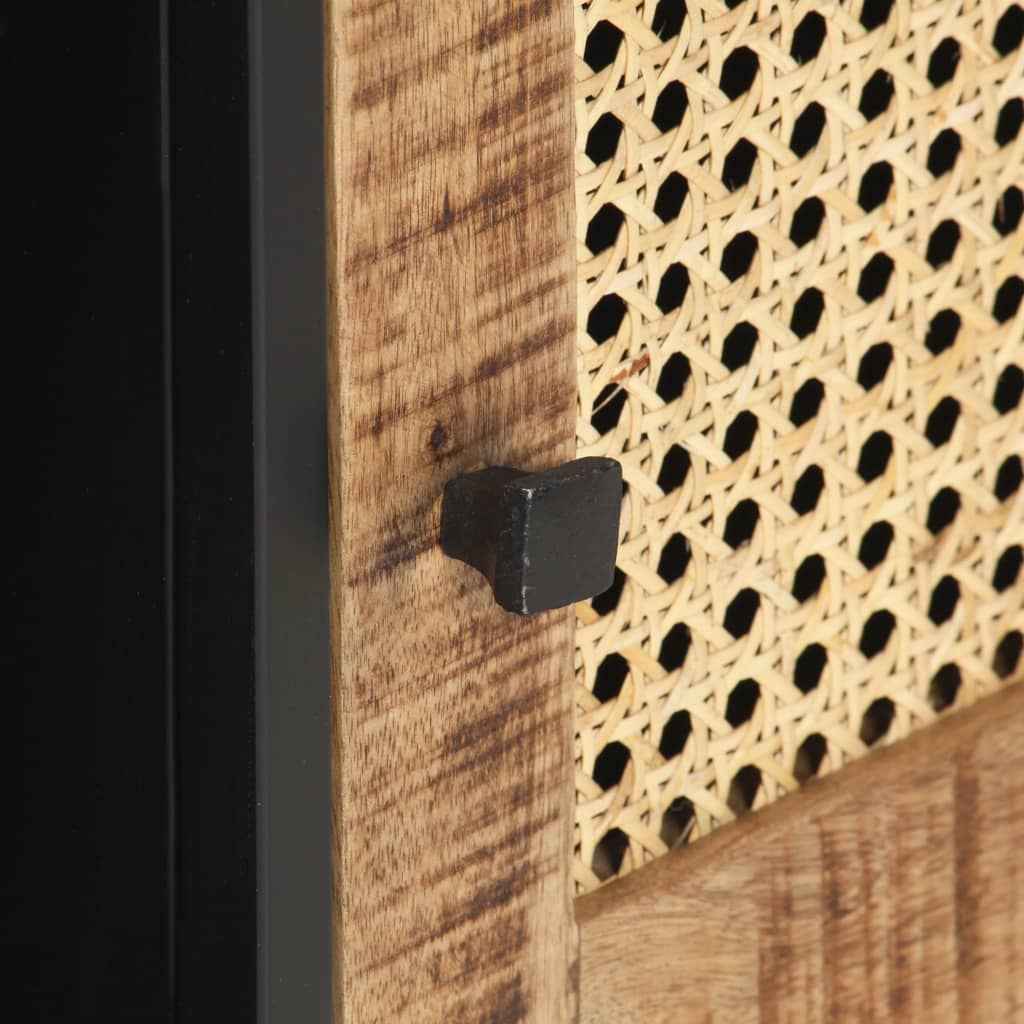 vidaXL Móvel de TV 120x30x40cm mangueira áspera maciça e palha natural