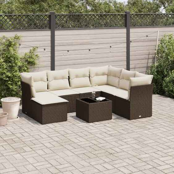 vidaXL 7 pcs conjunto de sofás p/ jardim c/ almofadões vime PE preto