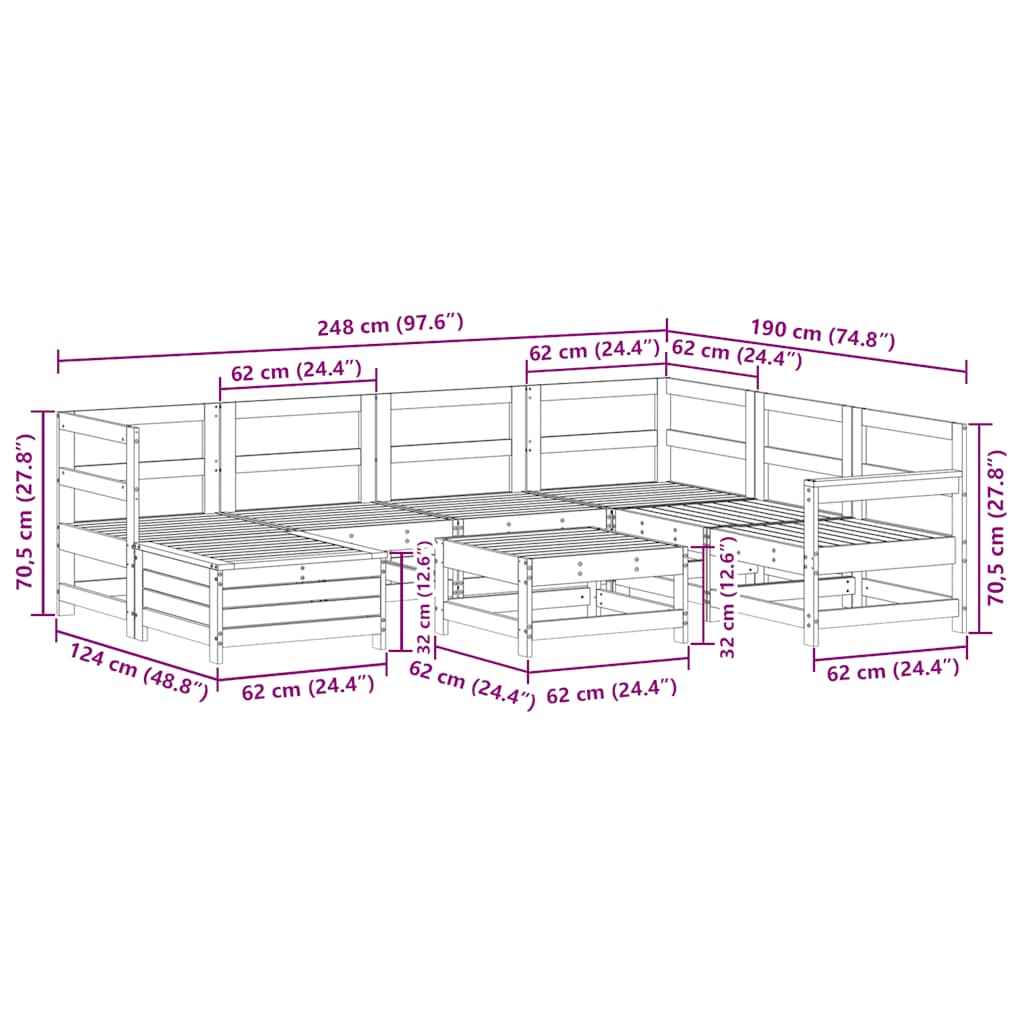 vidaXL 8 pcs conjunto sofás de jardim pinho maciço branco