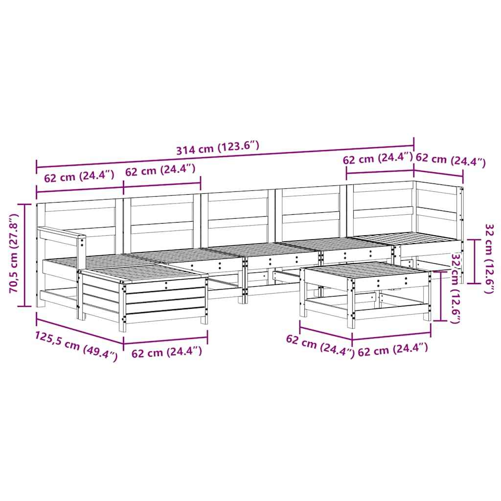 vidaXL 7 pcs conjunto lounge de jardim pinho maciço branco