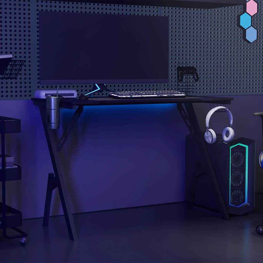 vidaXL Gaming Desk with Y-shaped legs, 110x60x75 cm, black.