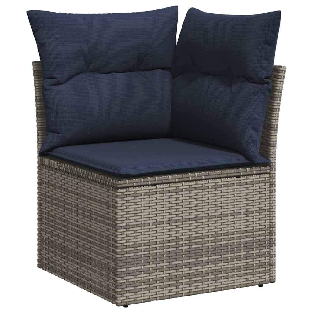 vidaXL 13-piece garden sofa set with wicker cushions, PE gray.