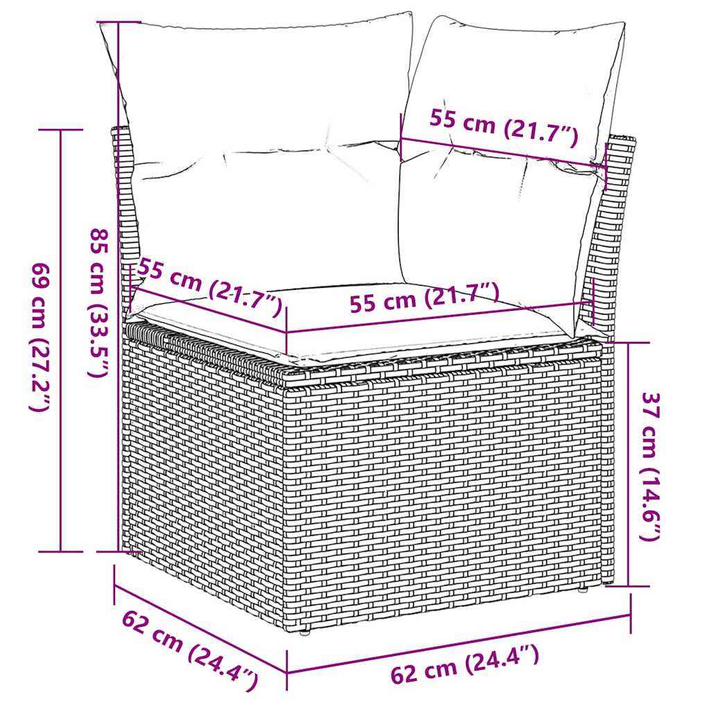 vidaXL 13-piece garden sofa set with wicker cushions, PE gray.