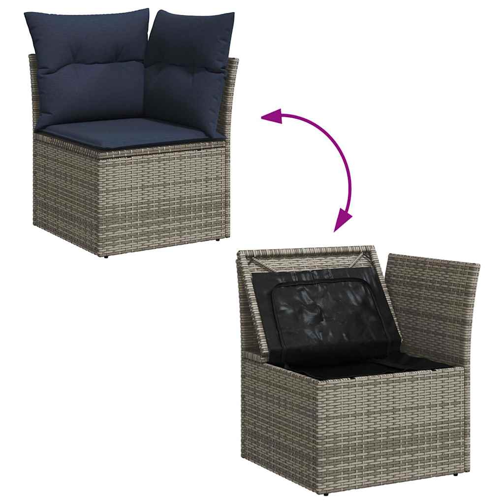 vidaXL 13-piece garden sofa set with wicker cushions, PE gray.