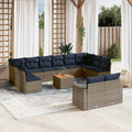 vidaXL 13-piece garden sofa set with wicker cushions, PE gray.