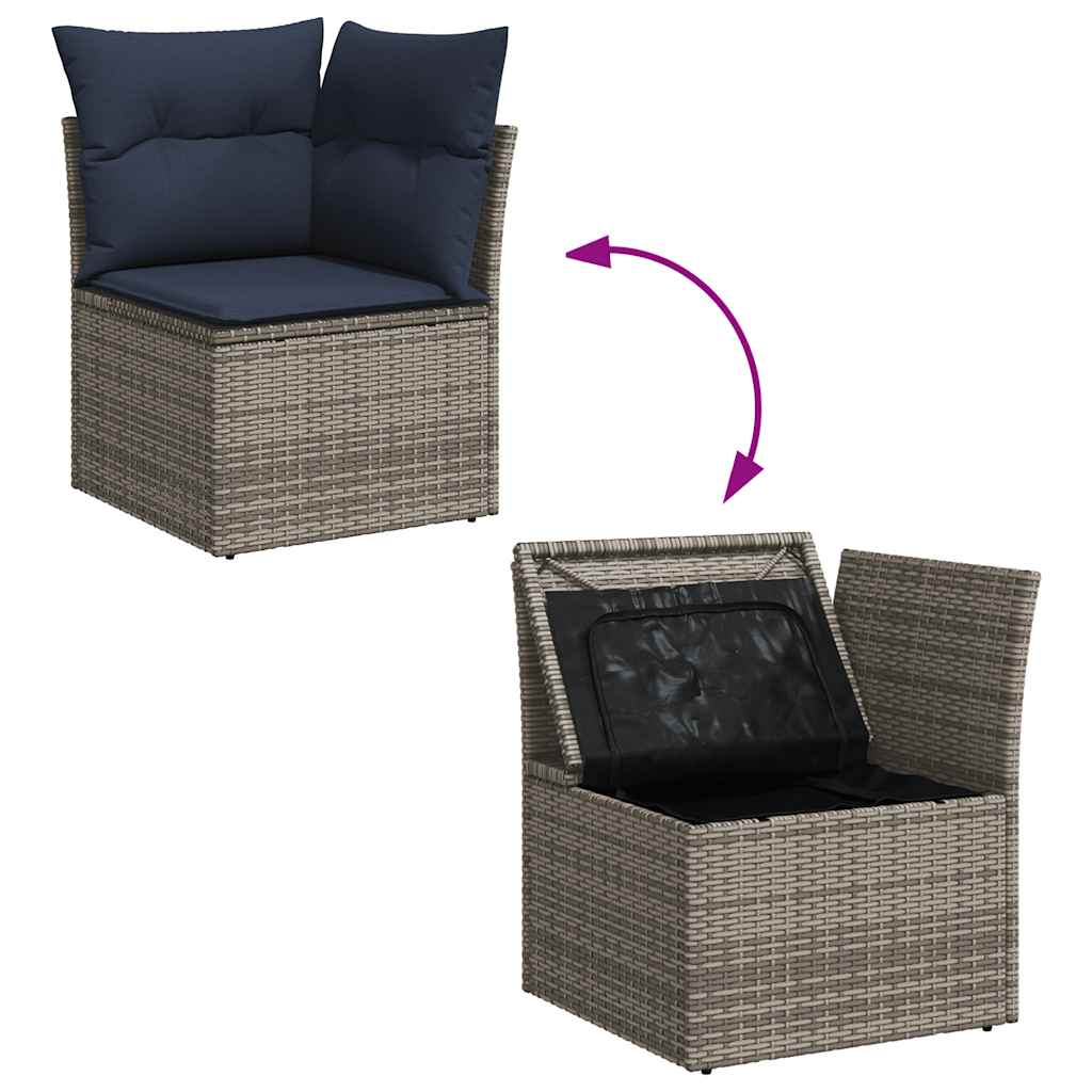vidaXL 12-piece garden sofa set with wicker cushions, PE gray.