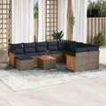vidaXL 11 pcs conjunto sofás de jardim c/ almofadões vime PE cinzento