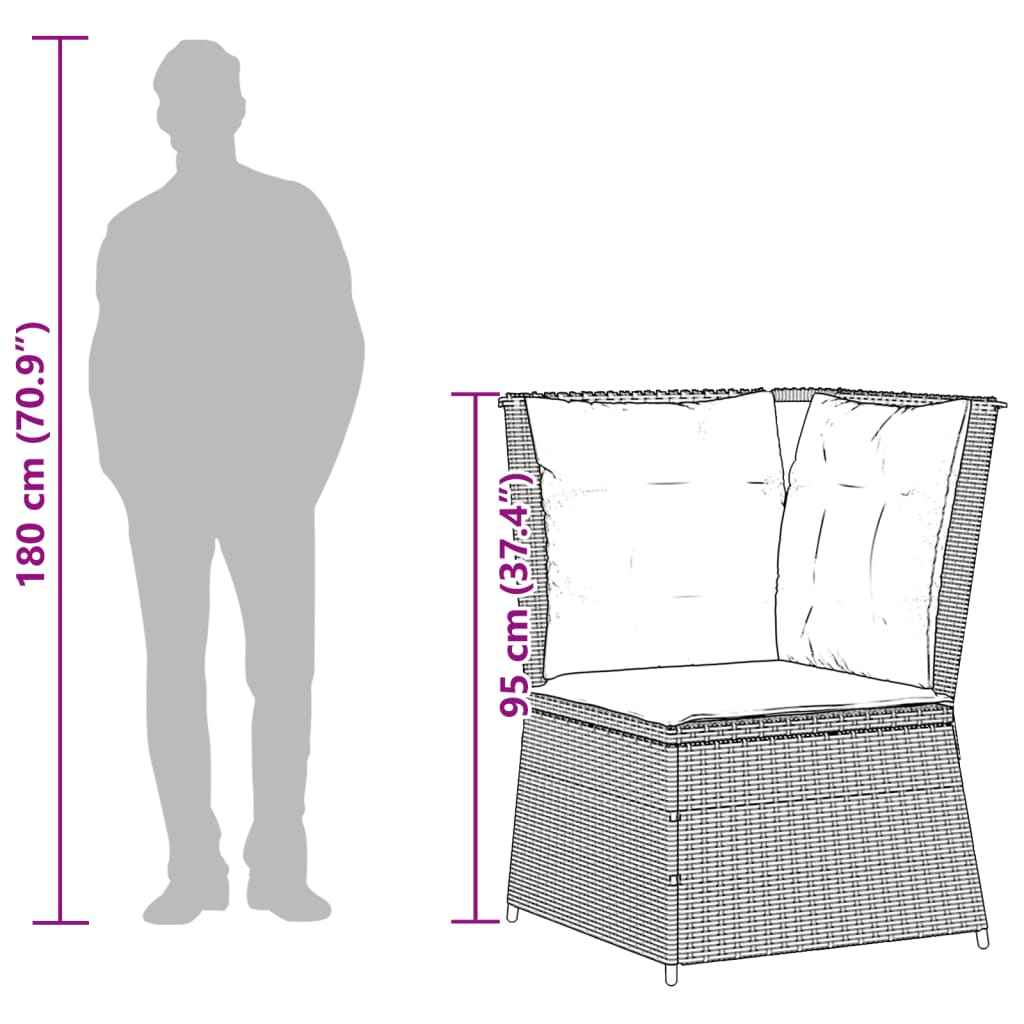 Conjunto de jardín vidaXL de 5 piezas con cojines de mimbre PE beige