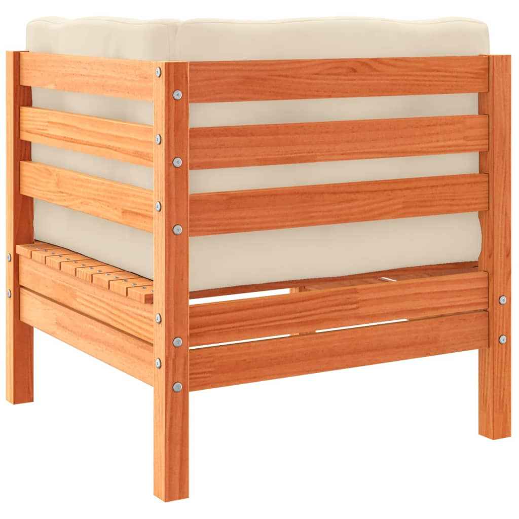 vidaXL 9pcs conj. sofás jardim c/ almofadões pinho maciço castanho mel