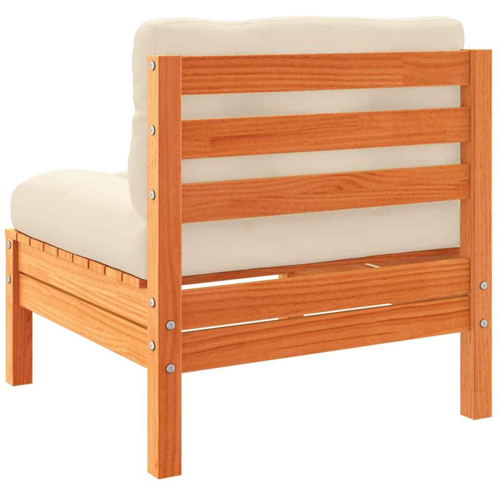 vidaXL 9pcs conj. sofás jardim c/ almofadões pinho maciço castanho mel