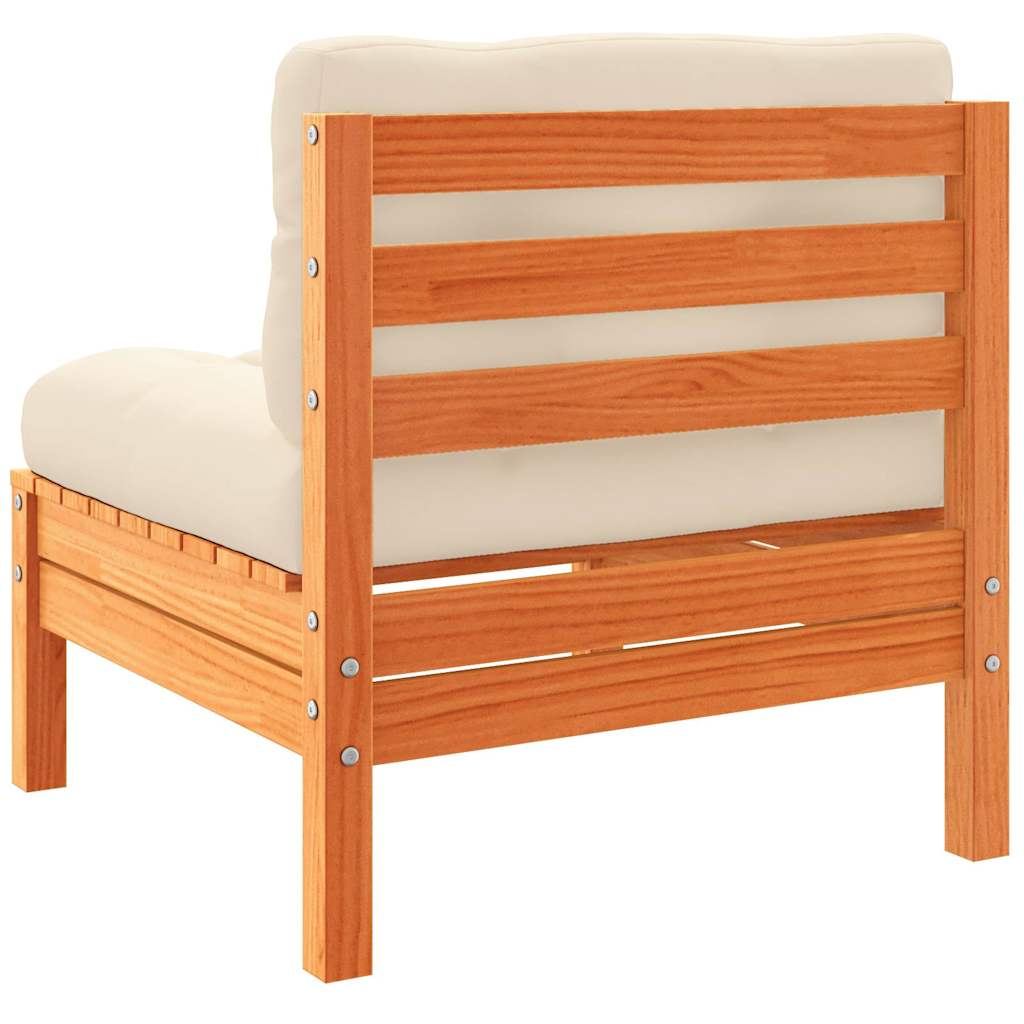 Conjunto de sofá de jardín vidaXL de 7 piezas con cojines, pino macizo, marrón miel.