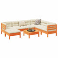 vidaXL 8pcs conj. sofás jardim c/ almofadões pinho maciço castanho mel