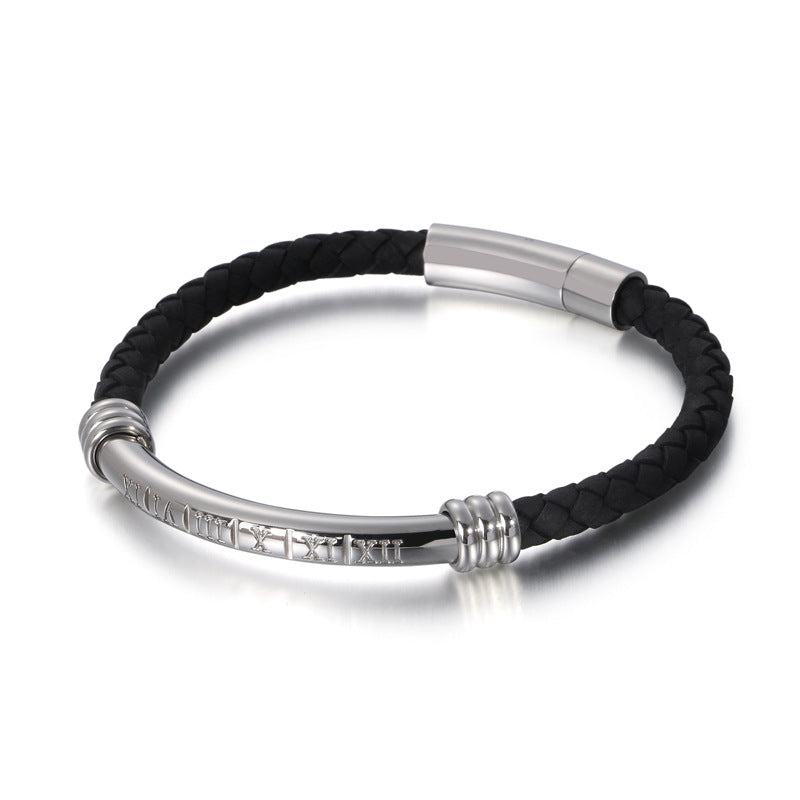 Leather and Stainless Steel Bracelet