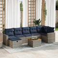 vidaXL 8-piece garden sofa set with cushions, gray PE wicker.
