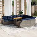 vidaXL 11-piece garden sofa set with cushions, gray PE wicker.
