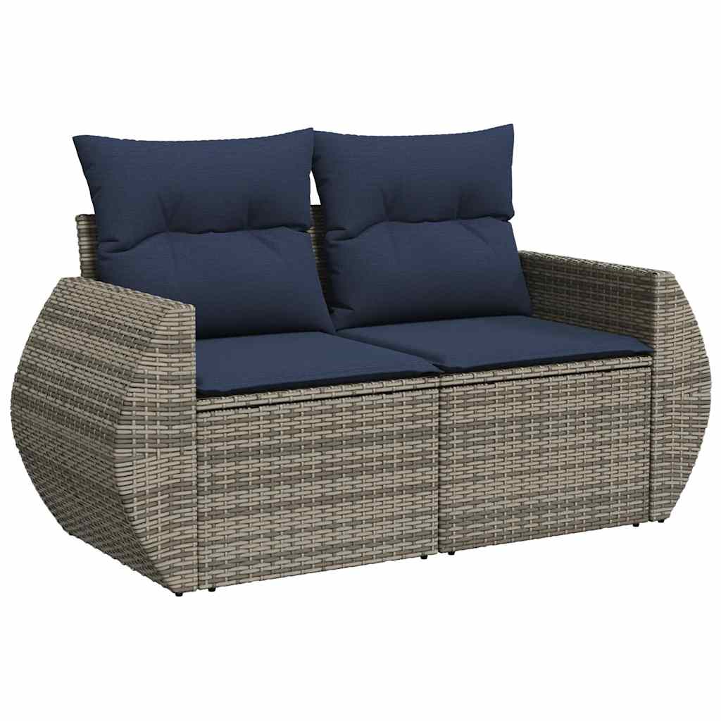 vidaXL 11-piece garden sofa set with cushions, gray PE wicker.