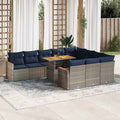 vidaXL 11-piece garden sofa set with cushions, gray PE wicker.