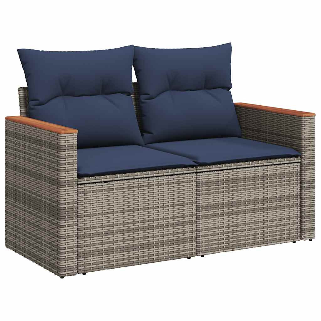 vidaXL 11-piece garden sofa set with cushions, gray PE wicker.