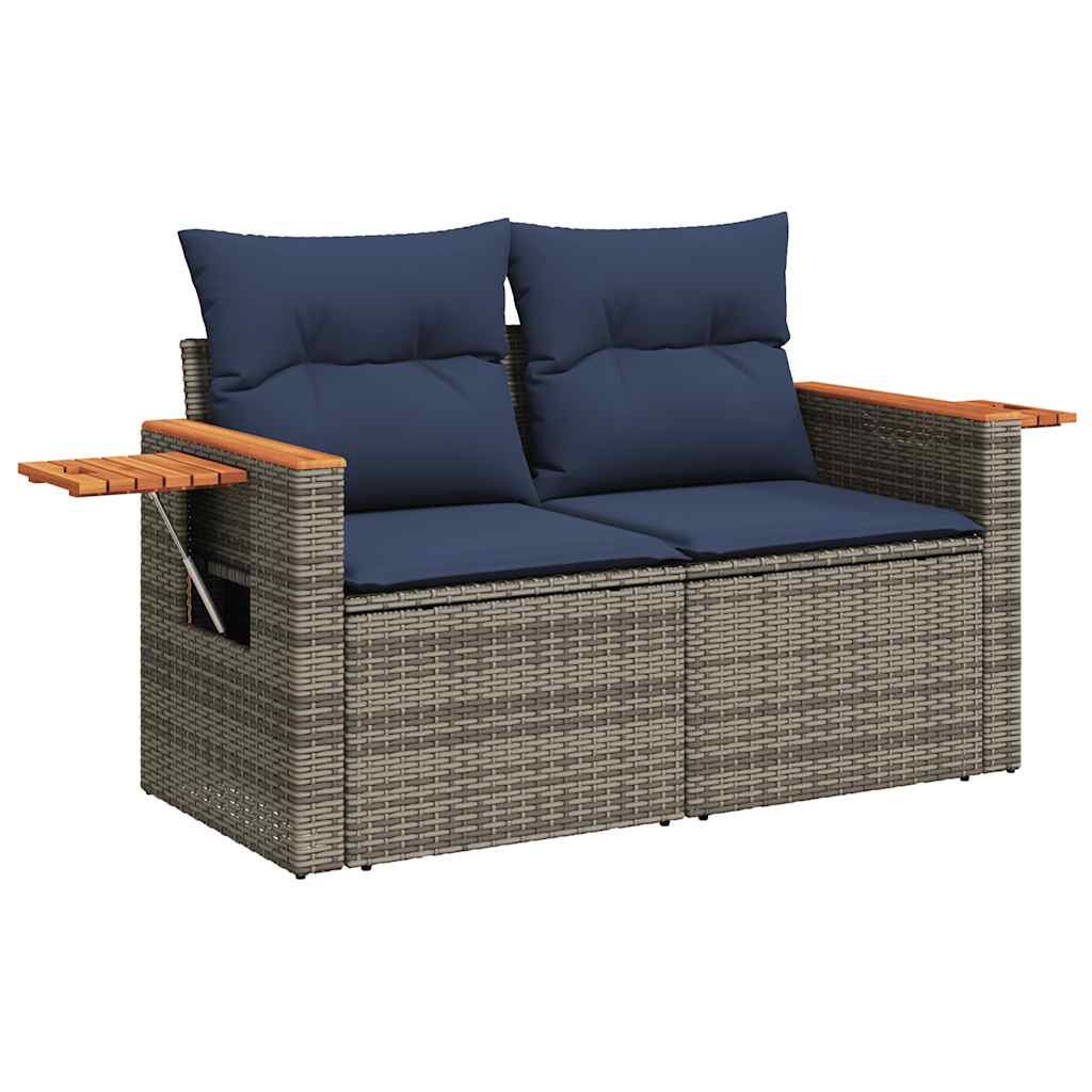 vidaXL 11-piece garden sofa set with cushions, wicker, PE/acacia.