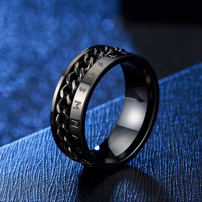Nordic Chain Ring in Titanium Steel