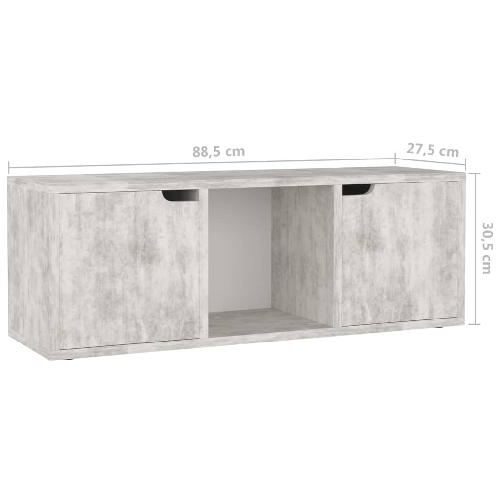 vidaXL TV Cabinet 88.5x27.5x30.5 cm Cement Grey Plywood
