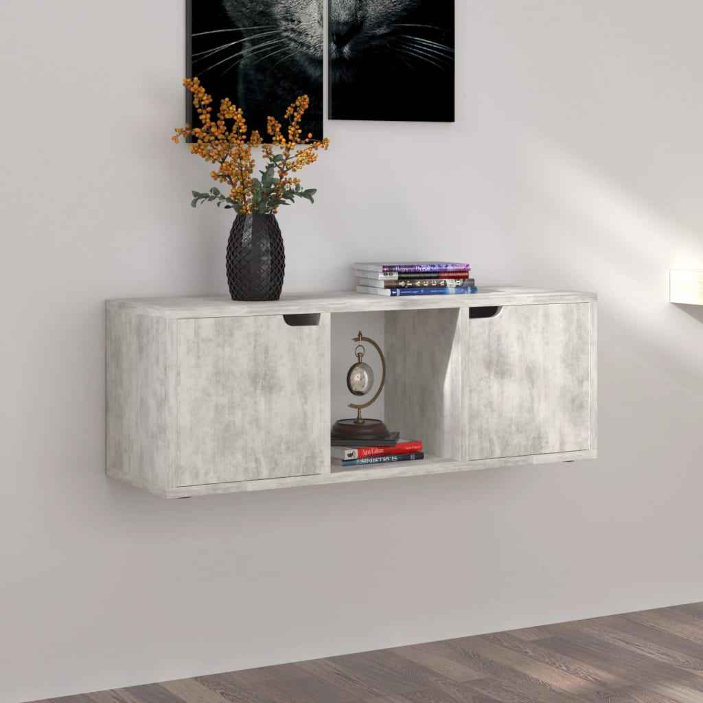 vidaXL TV Cabinet 88.5x27.5x30.5 cm Cement Grey Plywood