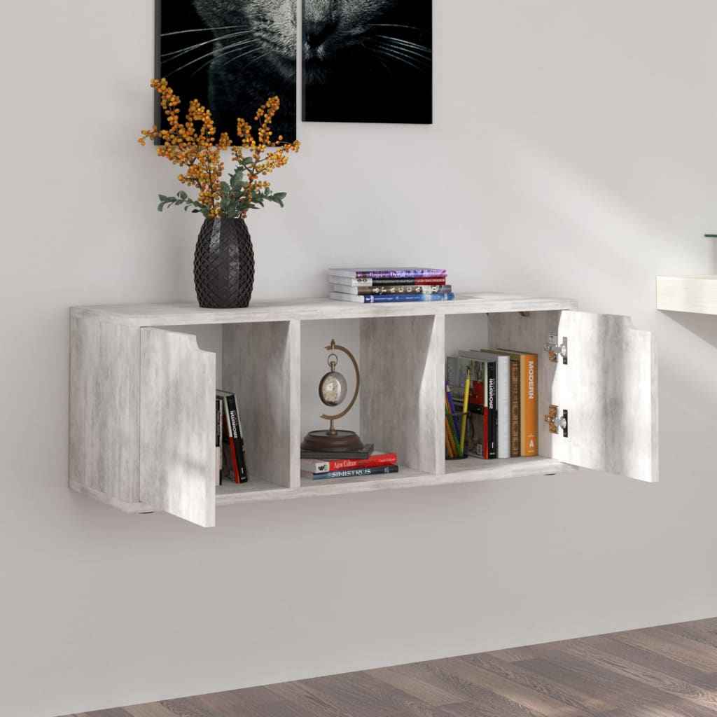 vidaXL TV Cabinet 88.5x27.5x30.5 cm Cement Grey Plywood