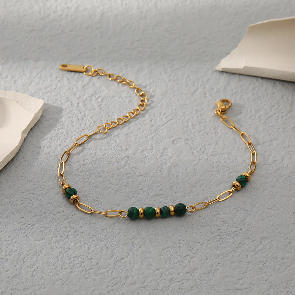 Pulseira em Aço Inoxidável e Pedra Natural