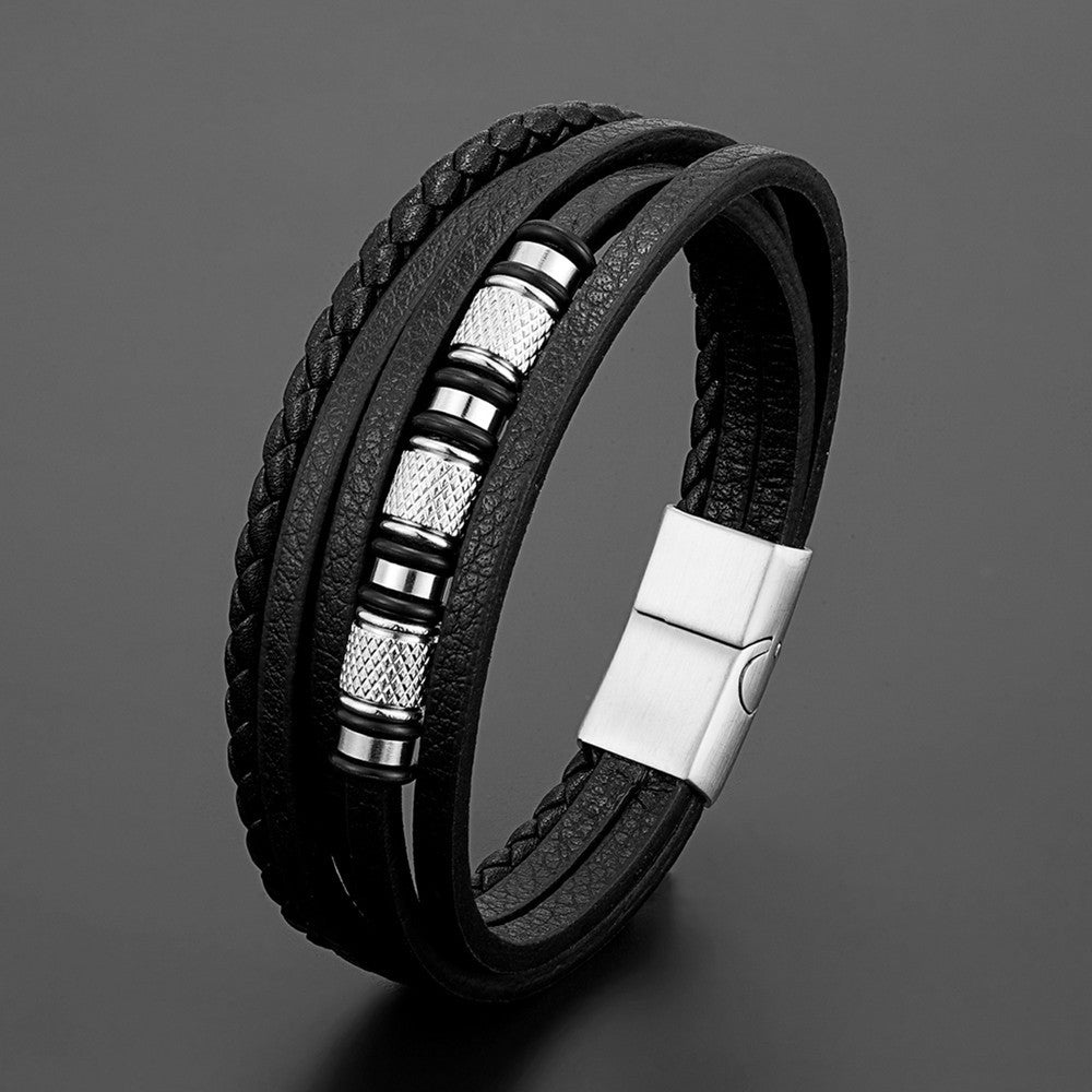 Leather and Stainless Steel Bracelet