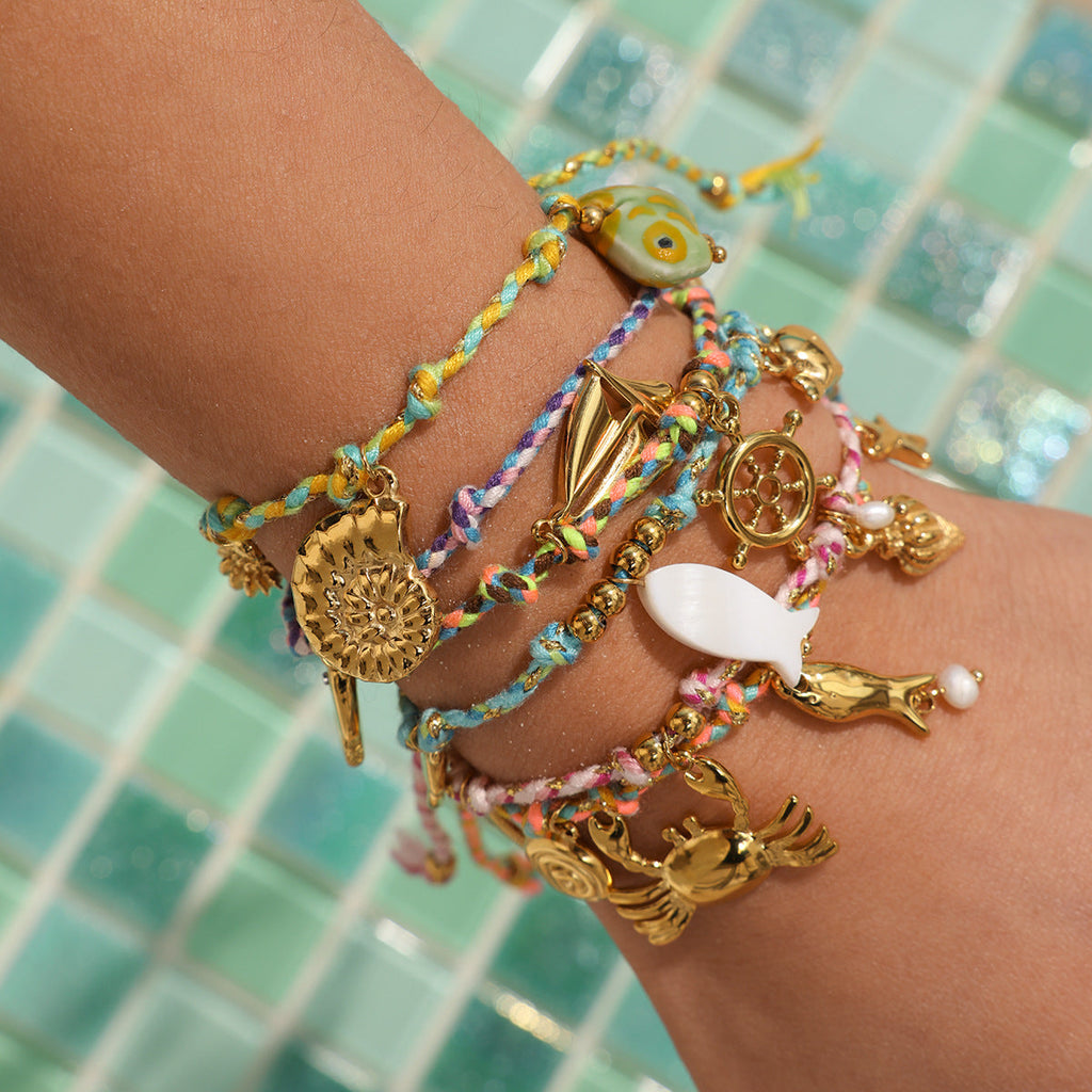 Pulseira Náutica em Corda Trançada com Aço Inoxidável