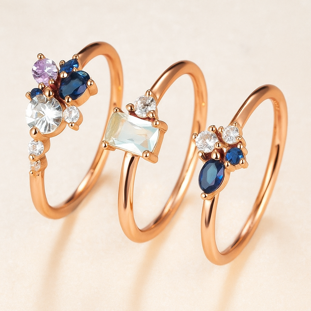Set of 3 Rings with Topaz
