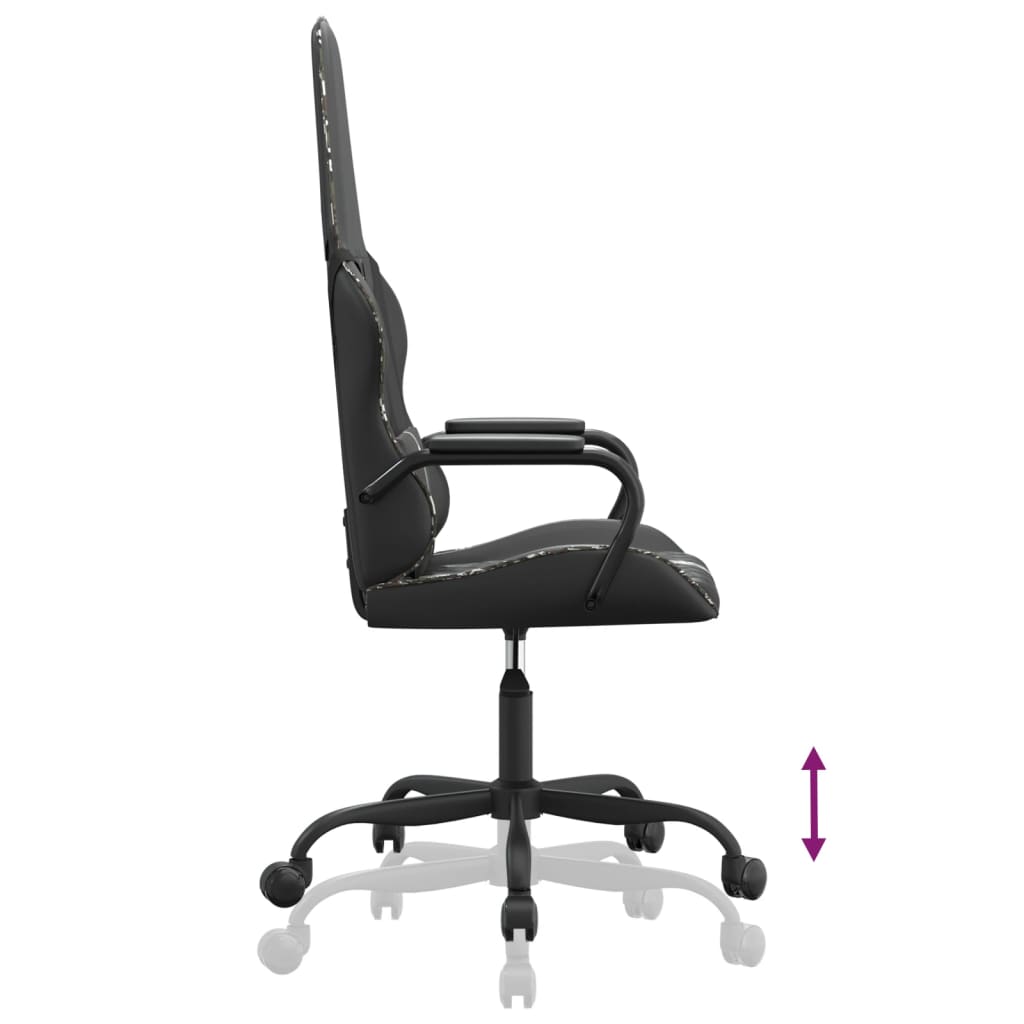 vidaXL Gaming Chair with Massage Features, Camouflage and Black Faux Leather