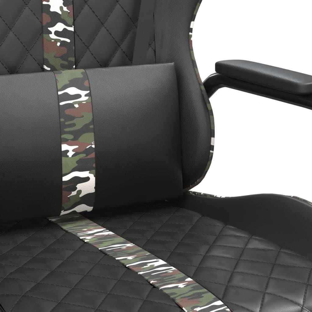 vidaXL Gaming Chair with Massage Features, Camouflage and Black Faux Leather