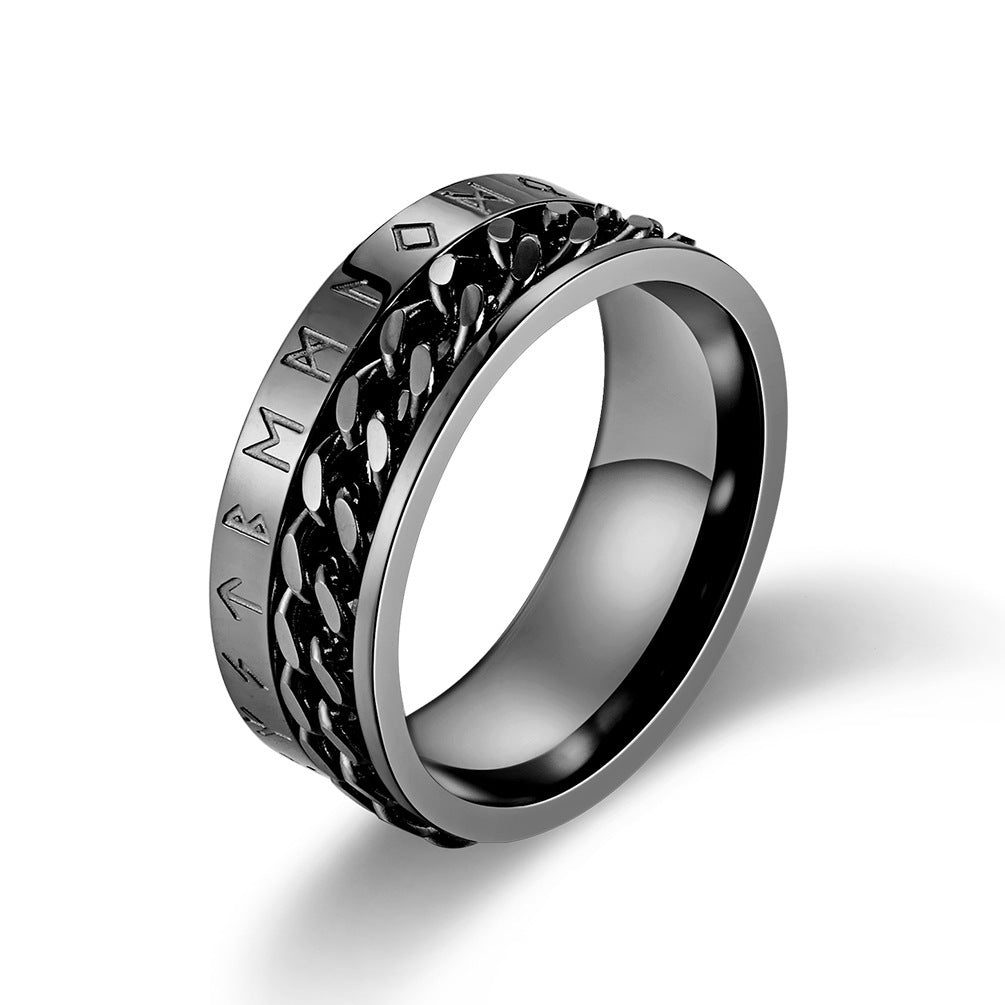 Nordic Chain Ring in Titanium Steel