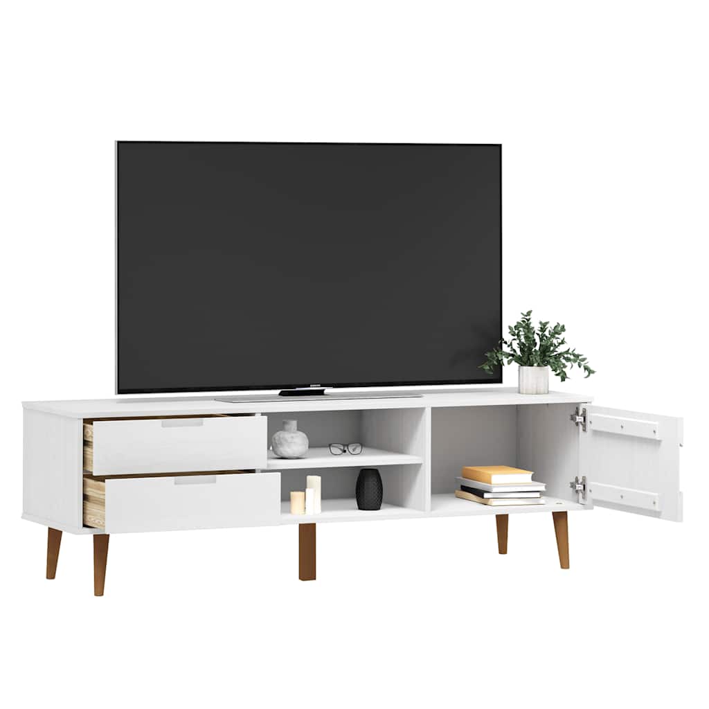 vidaXL Móvel de TV MOLDE 158x40x49 cm pinho maciço branco