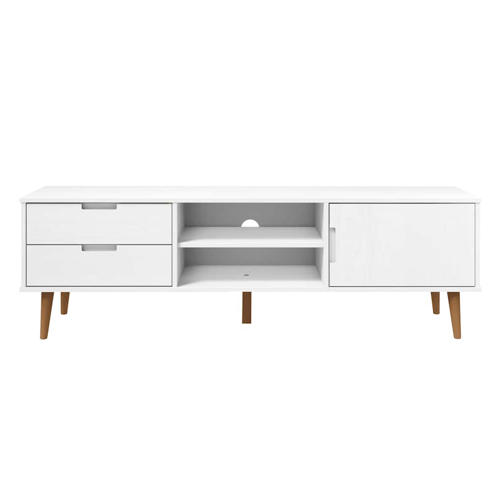 vidaXL Móvel de TV MOLDE 158x40x49 cm pinho maciço branco