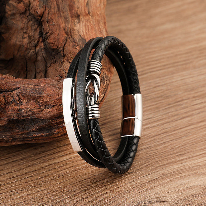 Leather and Stainless Steel Bracelet