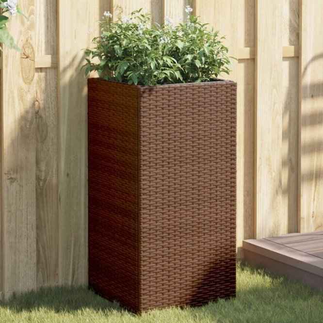 vidaXL Vaso/floreira de jardim 40x40x80 cm vime PE castanho